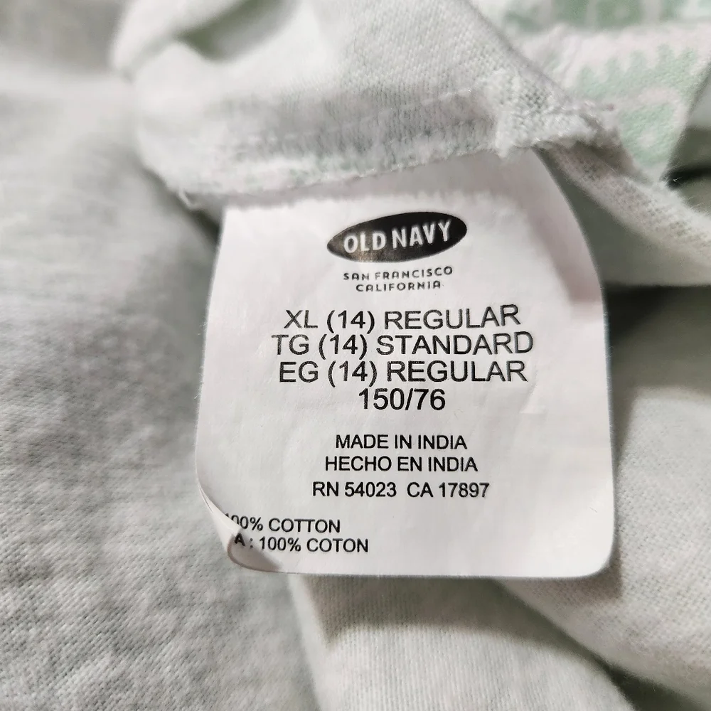 OLD NAVY, YOUTH WHITE/GREEN GEOMETRIC PATTERN,  CINCHED WAIST DRE SIZE XL A-89